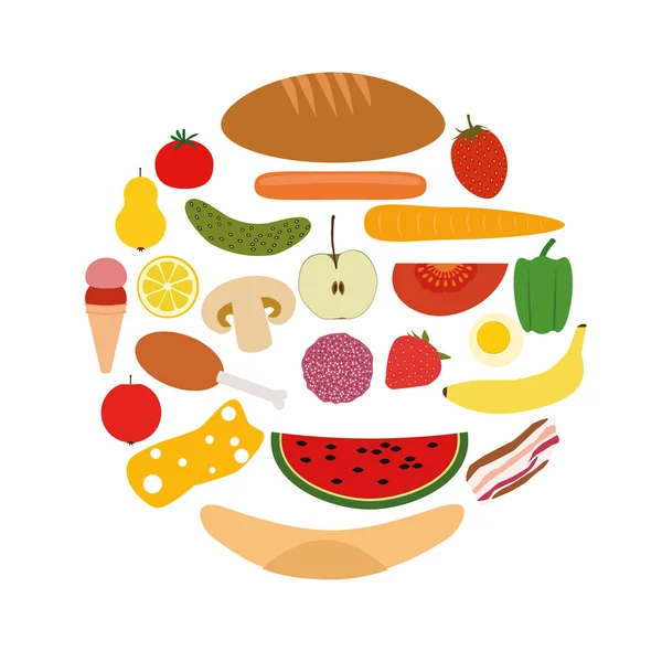Foods in circle — Stock Vector
