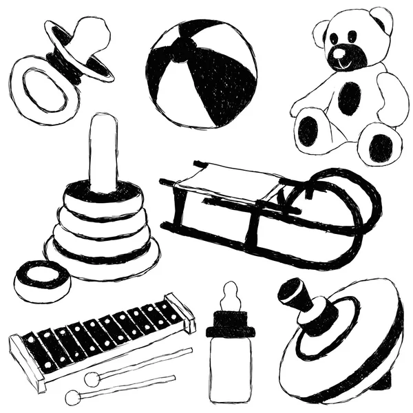 Doodle toys pictures — Stock Vector
