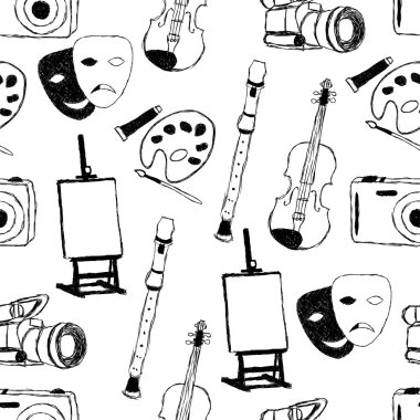 Doodle art seamless pattern clipart