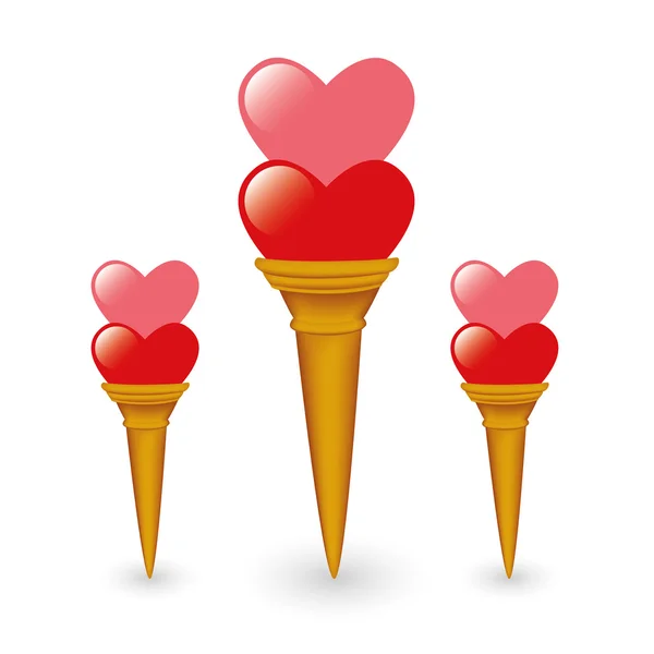 Hearts ice cream — Stock Vector