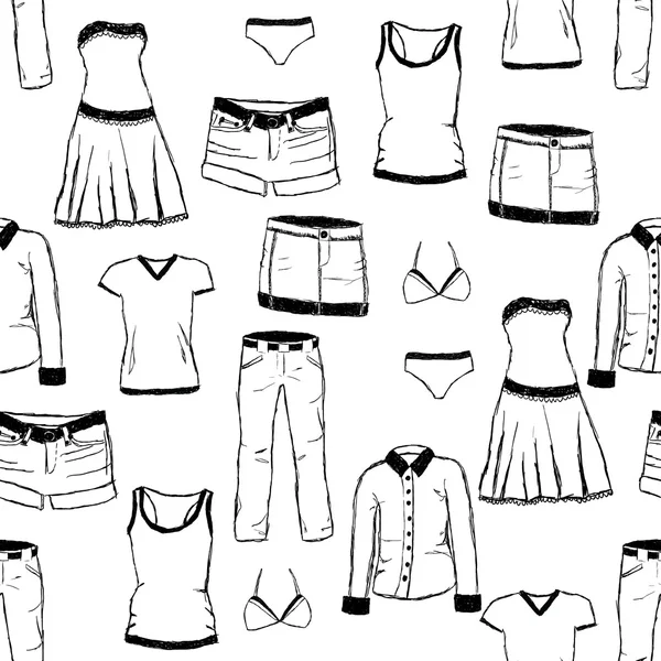 落書きの服のパターン — ストックベクタ