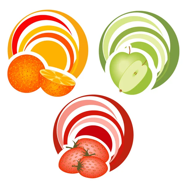 Fruits with decoration — Stock Vector