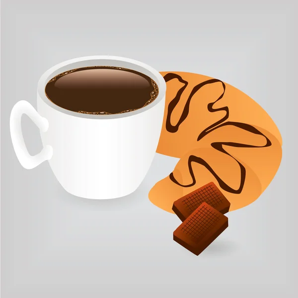咖啡和羊角面包 — 图库矢量图片
