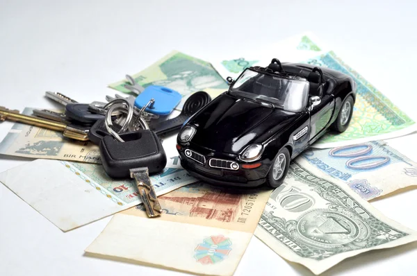 stock image Car keys and money