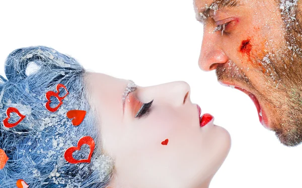 Young faces covered in frost makeup — Stock Photo, Image