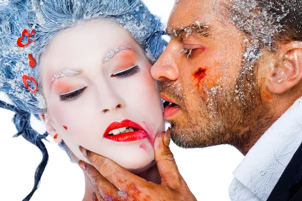 Beijo congelado batom vermelho — Fotografia de Stock