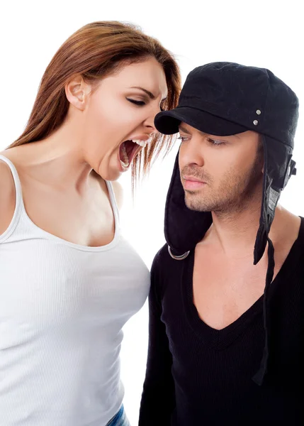 Mulher gritando com o homem — Fotografia de Stock