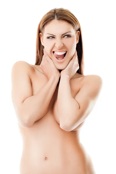 裸の女性の顔の舌 — ストック写真