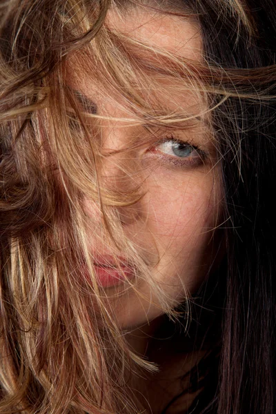Kvinde ansigt med hår - Stock-foto