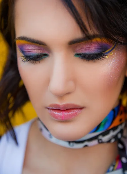 Woman with colourful makeup — Stock Photo, Image