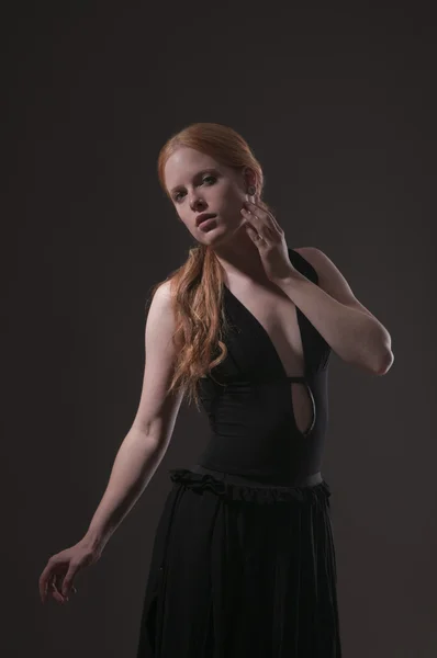 stock image Redhead in black dress