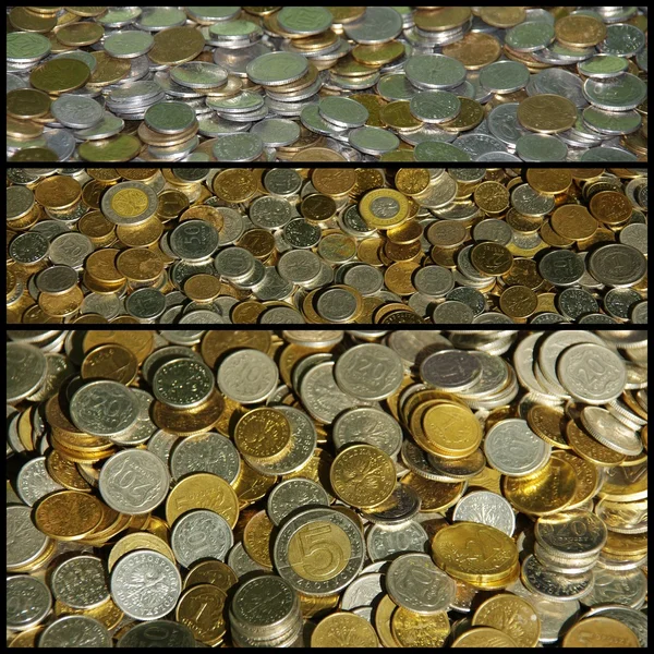 Монети, колаж — стокове фото