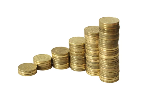 O gráfico de negócios é feito de moedas de ouro — Fotografia de Stock