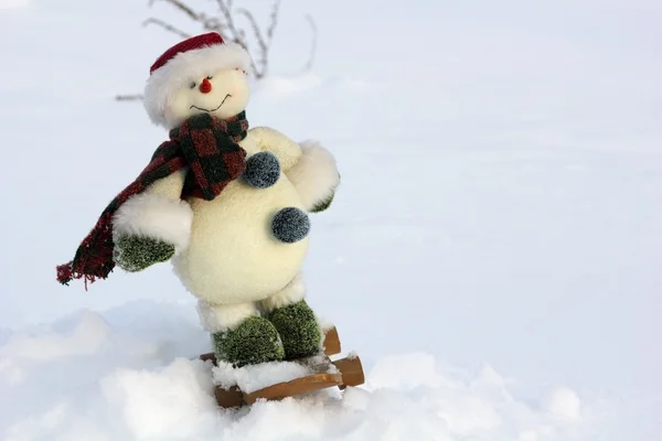 Happy snowman snowboarder — Stock Photo, Image