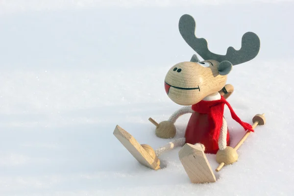 Julehjort i snø – stockfoto