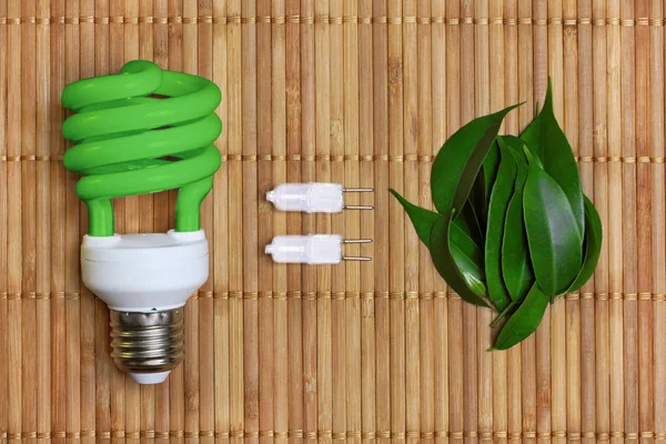 Концепция экологической энергии с лампочкой — стоковое фото