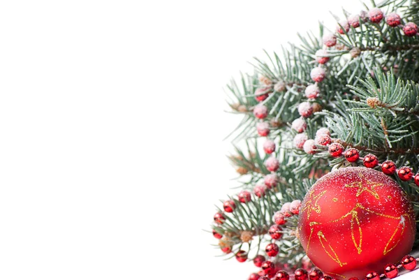 Boże Narodzenie dekoracje z gałęzi drzewa na biały — Zdjęcie stockowe