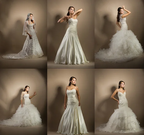 Collage van foto met vrouw in trouwjurk — Stockfoto