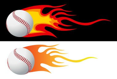 Baseball with flames clipart