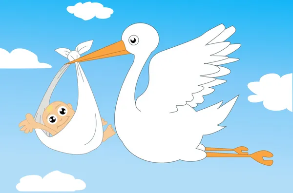 stock image Stork and baby illustration