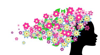 Beautiful girl with flowers in hair illustration