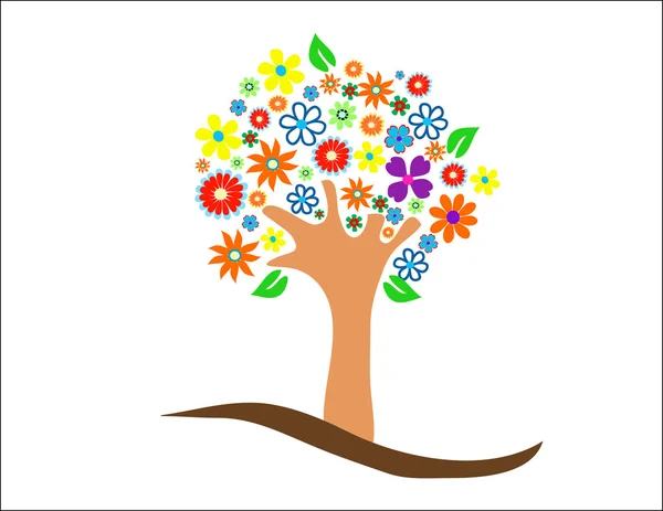 Colorful tree with flowers illustration — Stok fotoğraf