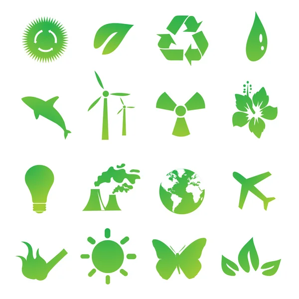 Набор зеленых экологических икон — стоковое фото
