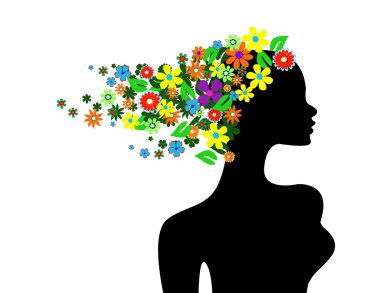 Beautiful girl with flowers in hair illustration