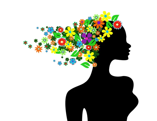 Belle fille avec des fleurs dans l'illustration des cheveux — Photo