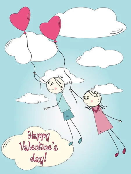 Carte postale mignonne pour Valentine — Image vectorielle