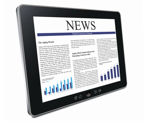 Tablet pc with business article — Stock Photo, Image