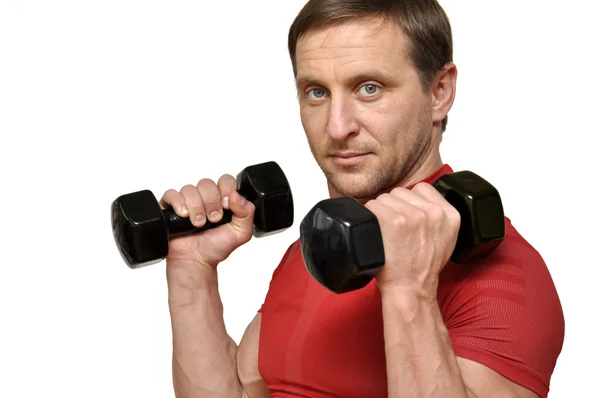 Man with a dumbells — Stock Photo, Image