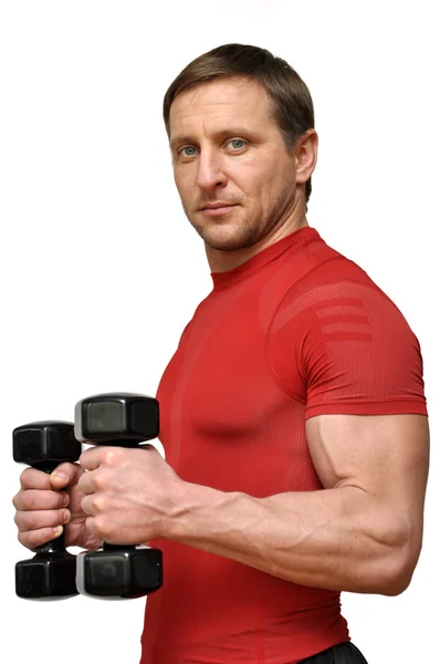 Man with a dumbells — Stock Photo, Image