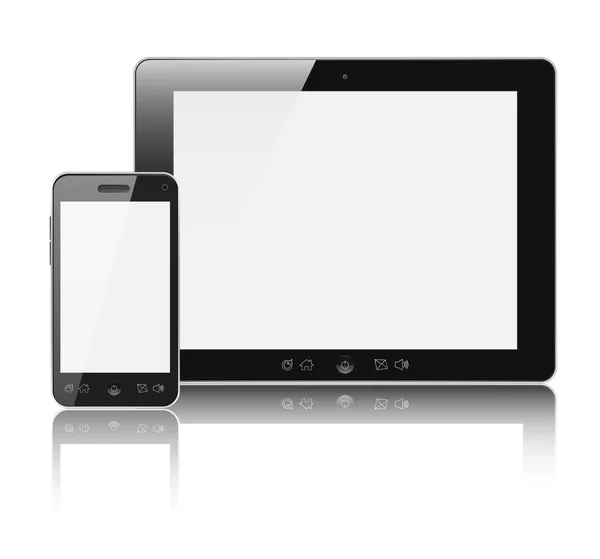 TabletPC med rörlig smartphone — Stockfoto