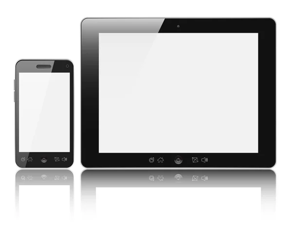 Počítač tablet pc s mobilní smartphone — Stock fotografie