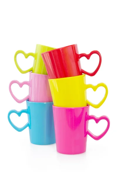 Gruppo di tazze colorate, isolate — Foto Stock