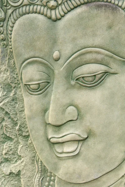 Будда обличчя, Тайська фреска — стокове фото