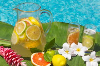 Lemonade by swimming pool side clipart