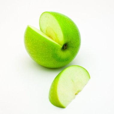 Green apple with a segment clipart