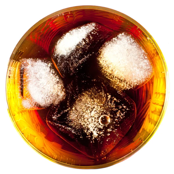 Coca with ice in a glass — Stock Photo, Image