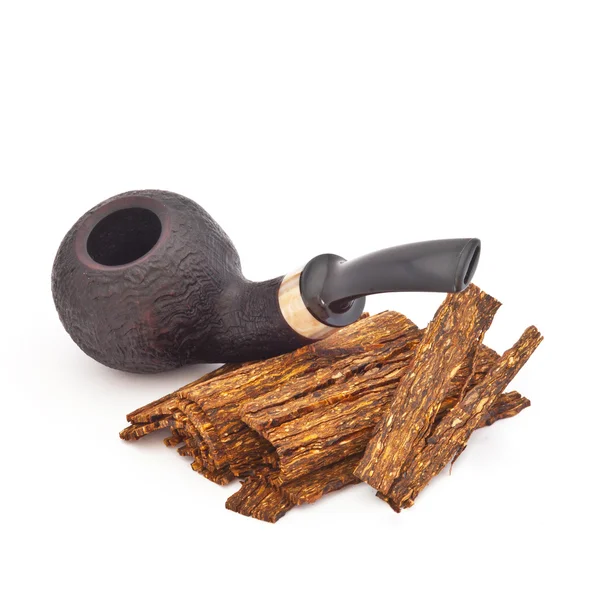 Smoke pipe with tobacco on a white background — Stock Photo, Image