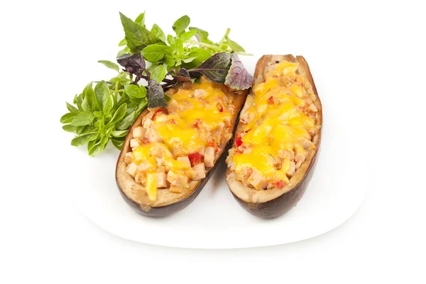 stock image Stuffed eggplant with basil