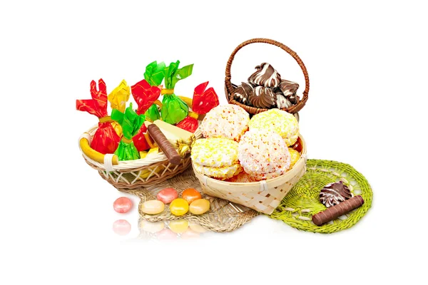 A lot of sweets, candies, cookies, marshmallows Stock Photo