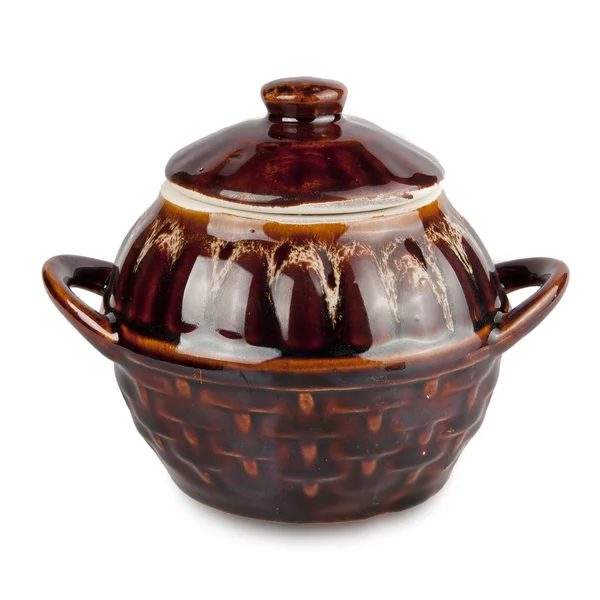 A clay pot with a lid Stock Picture