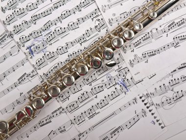 Flute and notes clipart