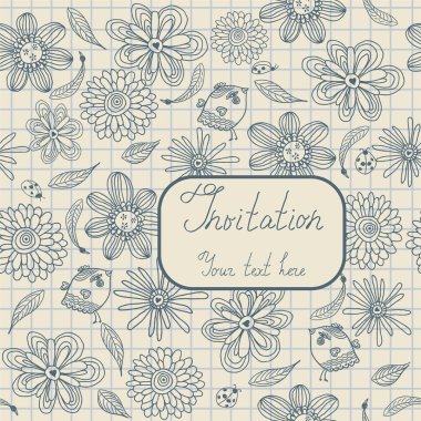 Seamless floral pattern on a school notebook clipart