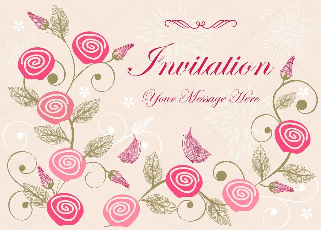 Floral background with template for your text
