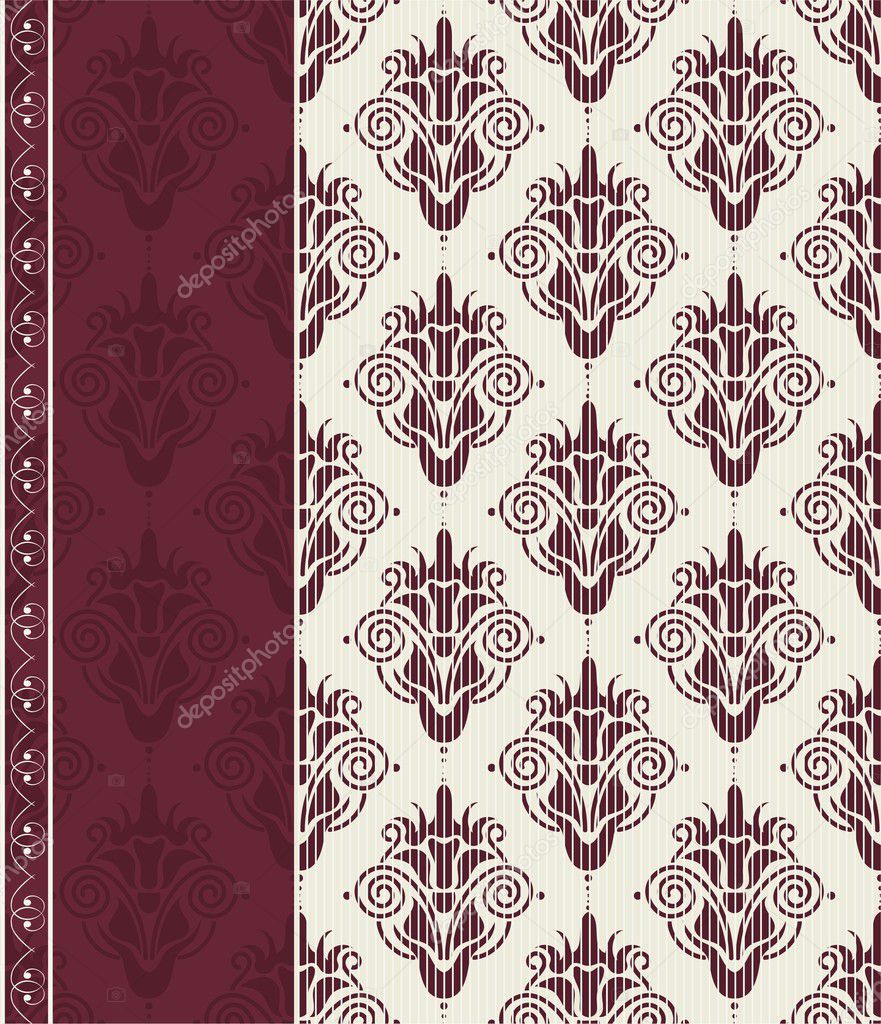 Seamless damask background with banner