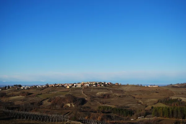 Panoramatický pohled z kopce, Oltre pavese, Itálie — Stock fotografie