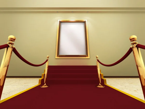 Golden picture frame in a Grand Gallery — Stock Photo, Image